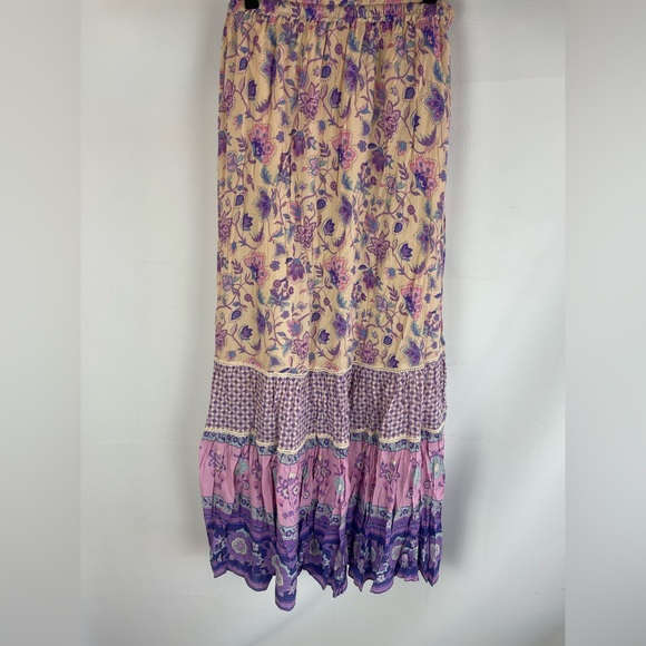 Spell & The Gypsy Floral Boho Maxi Skirt XS Elastic Waist Lined Viscose✨ - Picture 4 of 10
